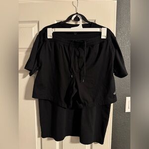 Alo Yoga short and shirt set.